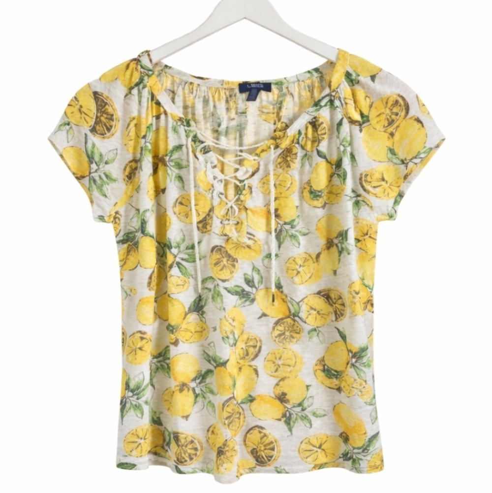 Chaps Yellow Spring Lemon Cross Tie Top Sz Lg